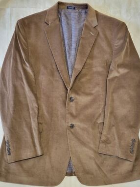Mens Saddlebred Corduroy Blazer 44R Tan Sport Coat Cotton Brown Classic Jacket